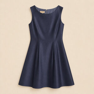 Vintage Makola Navy Silk Pleated Midi Dress 50s Fit Flare Medium Made in Italy
